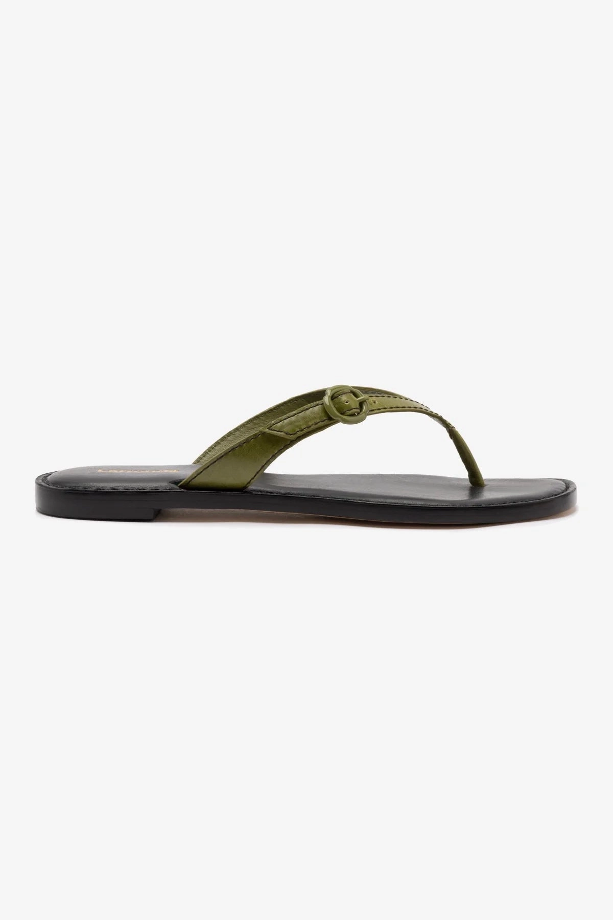 Mary Kate Flat Sandal In Seaweed Leather Seamless