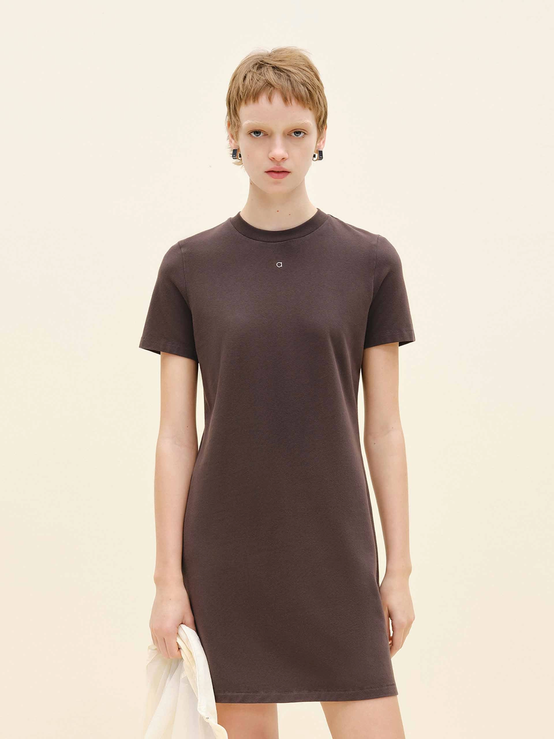 Built-In-Slip Cotton Blend Waisted Dress