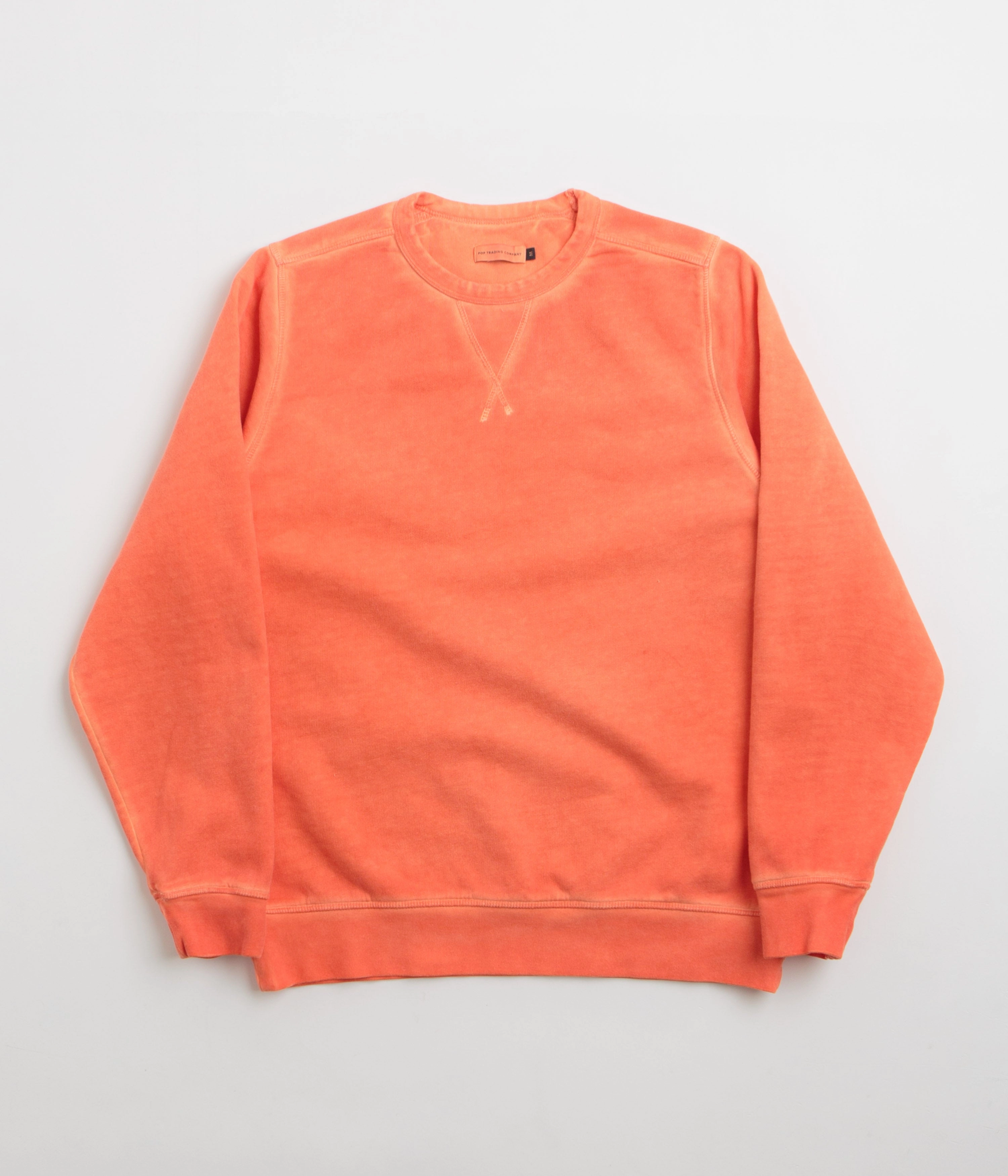 Pop Trading Company Logo Crewneck Sweatshirt - Island Poppy Anti Snag Threadwork
