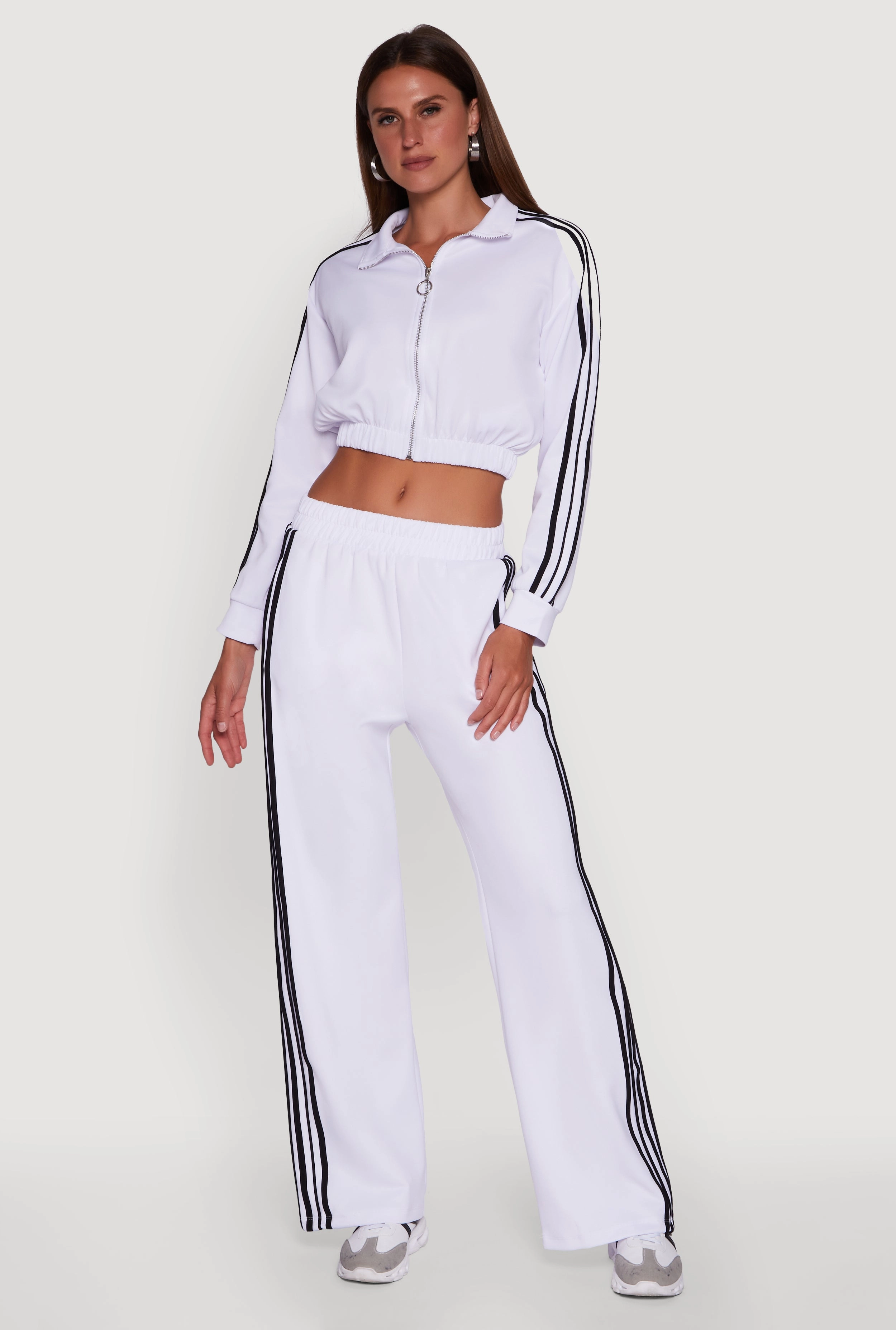 Collared Contrast Trim Zip Front Track Jacket Quick drying material