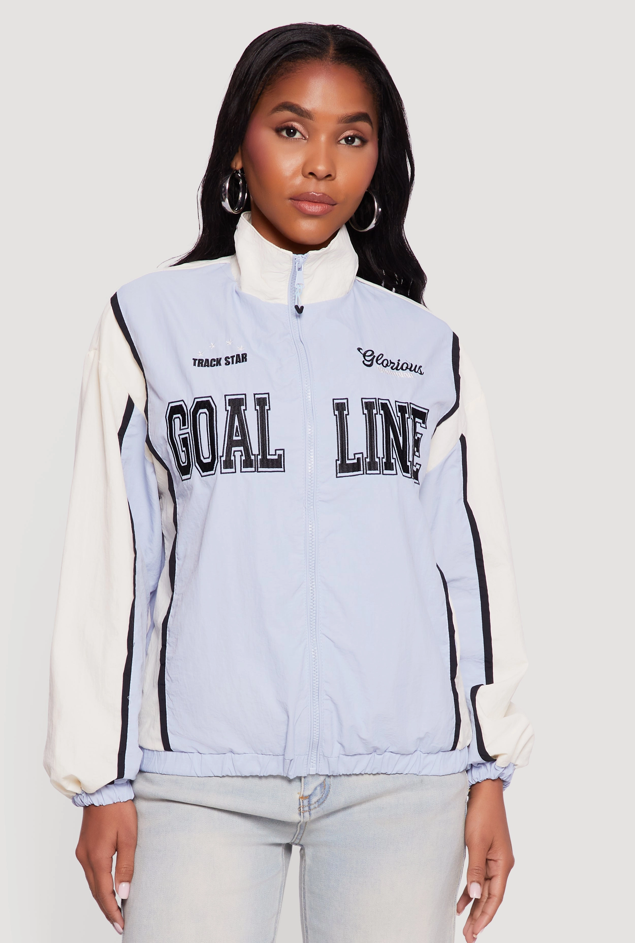 Flatlock stitching Cool Season Color Blocked Goal Line Graphic Windbreaker Jacket