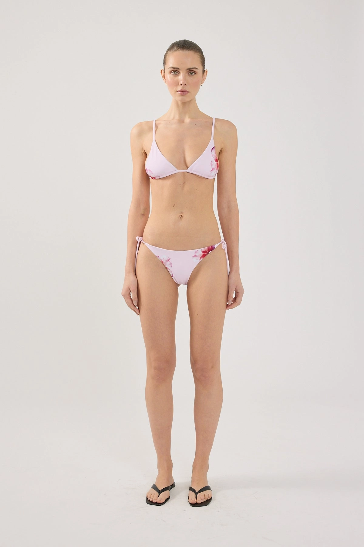 Perfect Stranger Zimi Flower Tie Bikini Bottom Pink High Coverage Cutouts Rounded Seam Technique