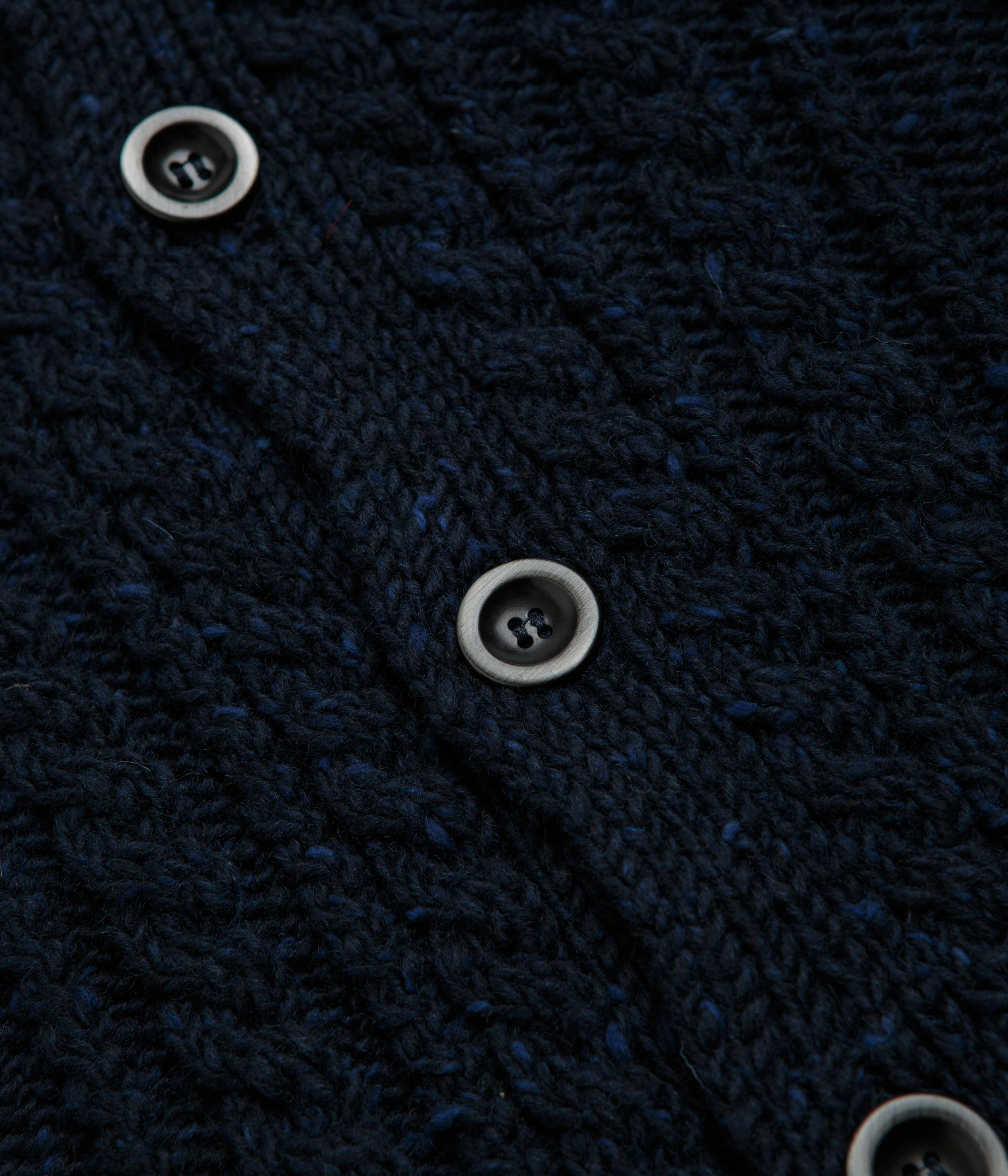 Double Layered Knit Ergonomic Sleeve Shape Howlin' Mothership Connection Cardigan - Navy