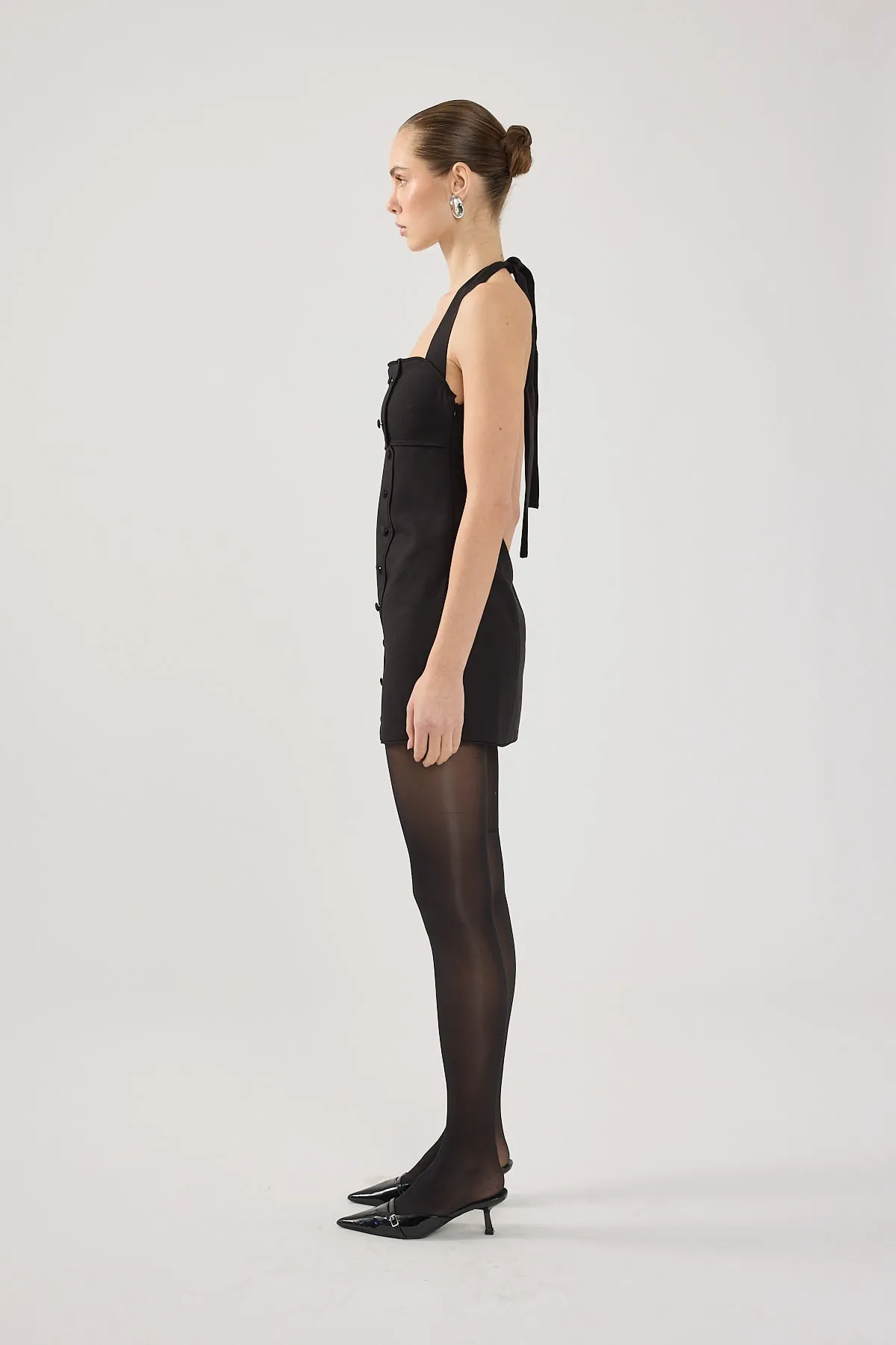 Airy Feel Perfect Stranger Avon Halter Suiting Mini Dress Black