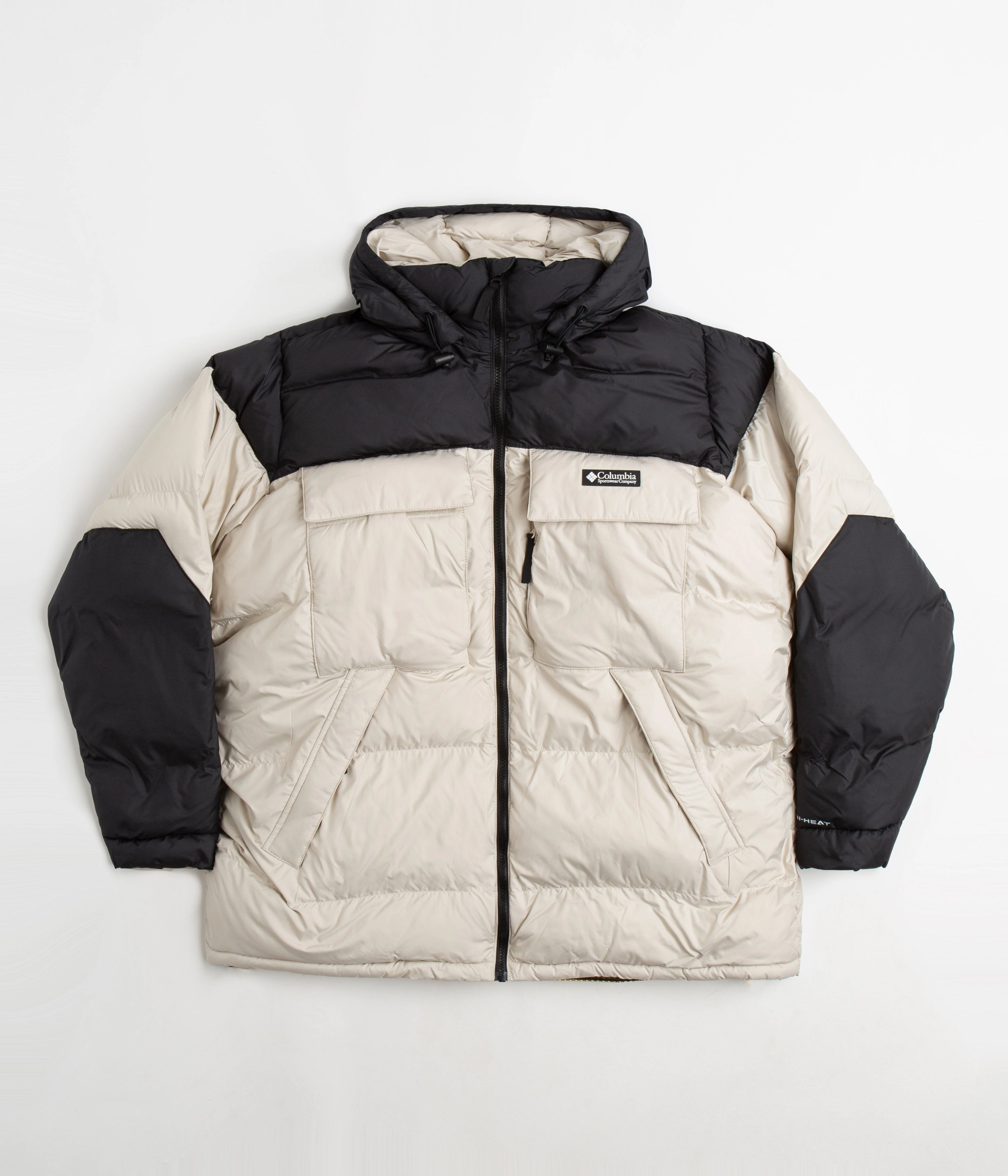 Layered Hem Design Odor Resistant Coating Columbia Ballistic Ridge Oversized Puffer Jacket - Dark Stone / Black