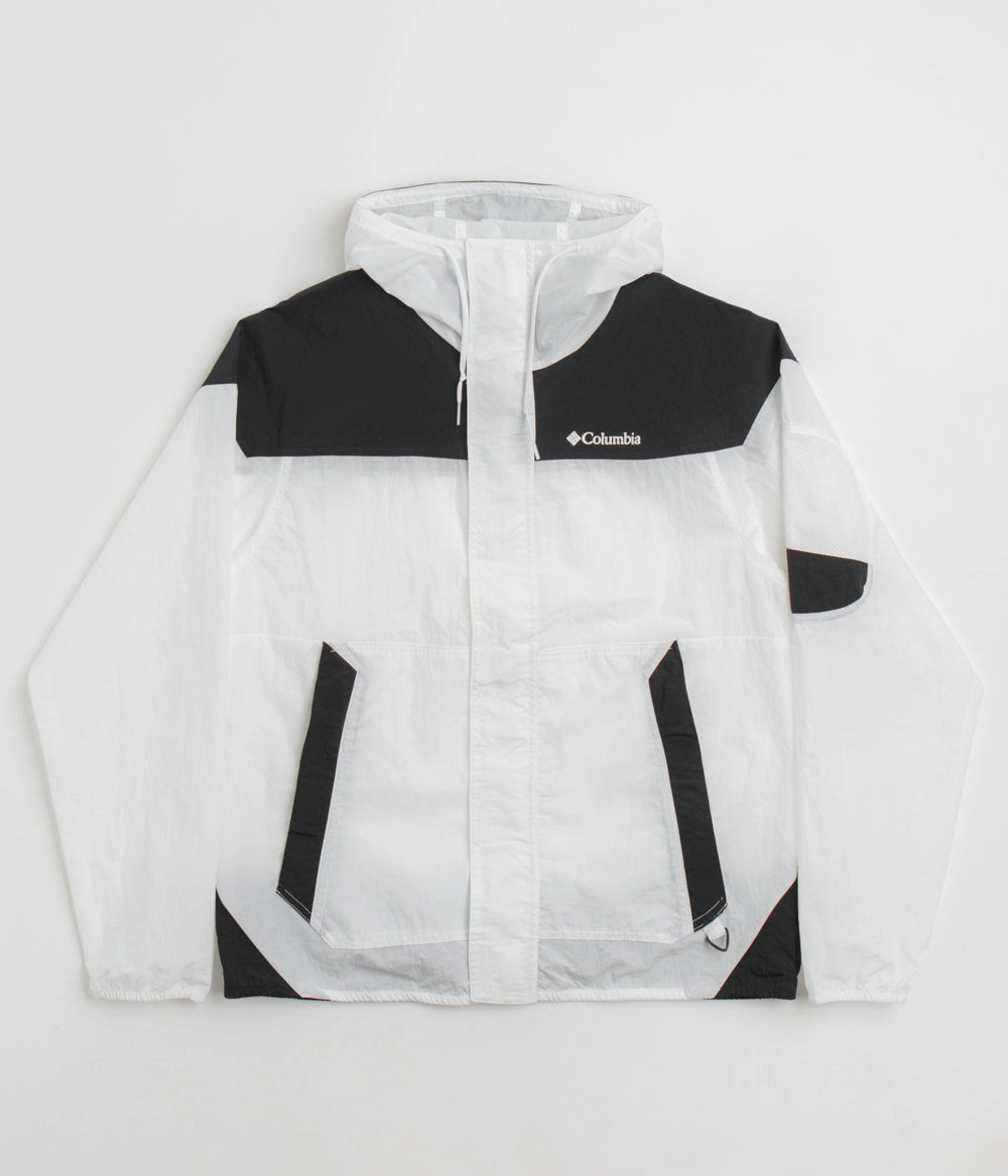 Columbia Challenger II Windbreaker Jacket - White / Black Plaid Print Soft touch finish