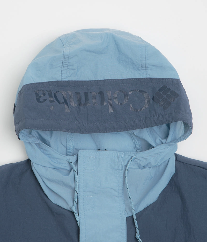 FleeceLined Columbia Challenger Windbreaker Anorak - Ripple Blue / Dark Mountain