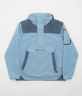 Hypoallergenic Fibers Anti Glare Trim Columbia Challenger Windbreaker Anorak - Ripple Blue / Dark Mountain