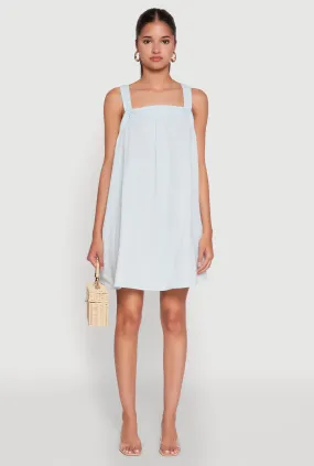 Cinched-Waist Chic Gauze Knit Ruched Shift Dress
