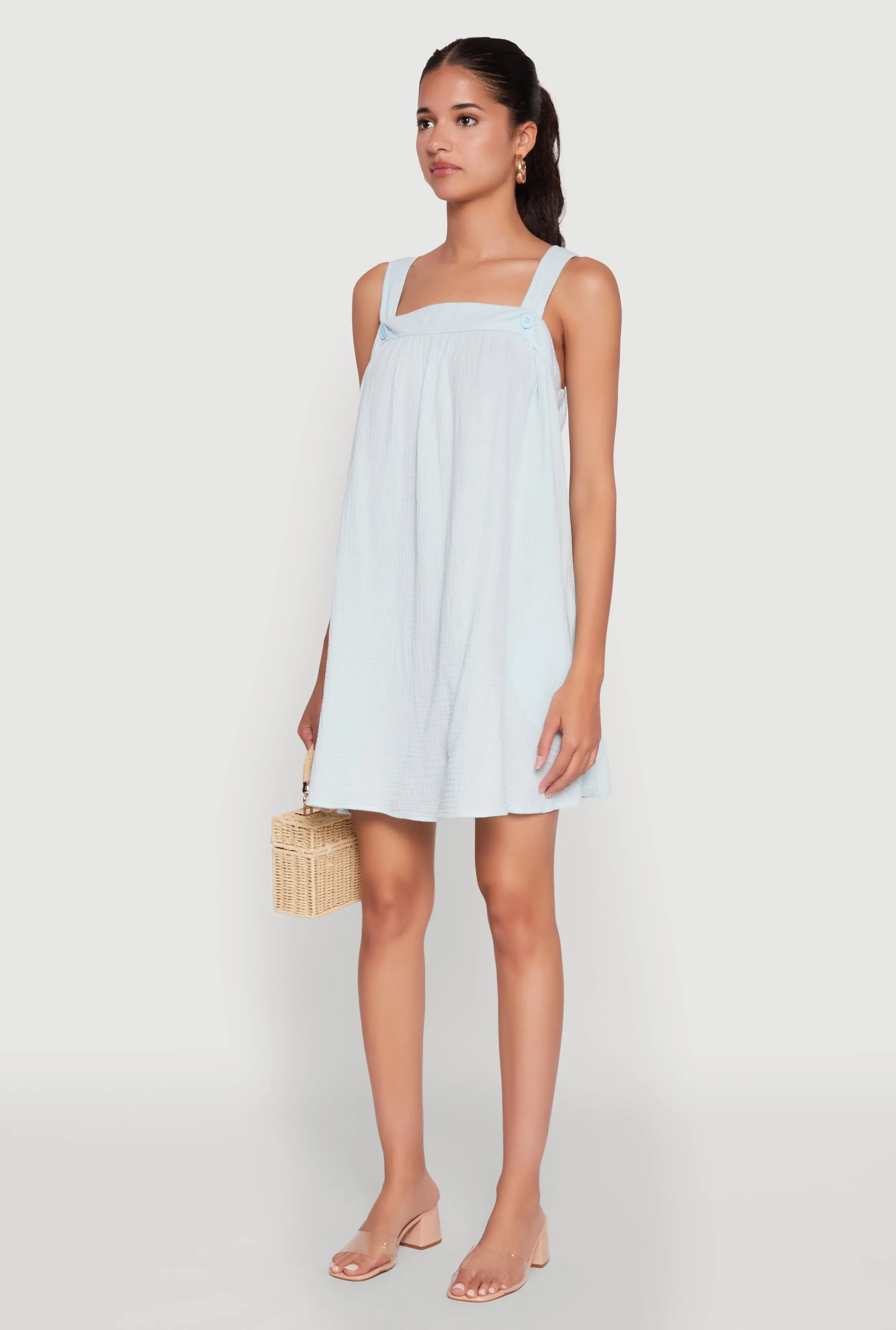 Chic Gauze Knit Ruched Shift Dress Floral design Silky-Lining