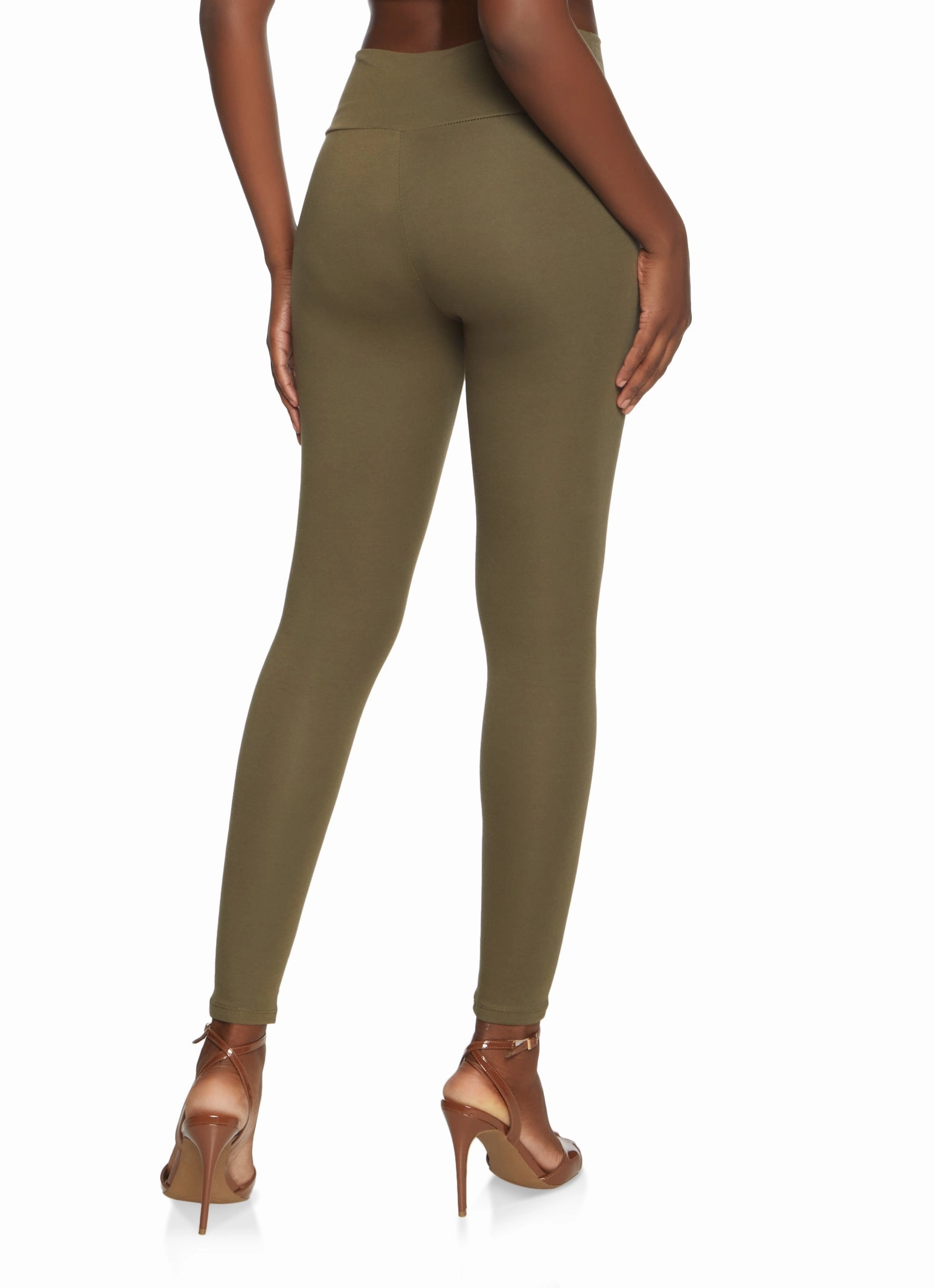 Non-Restrictive Stretch Non See Travel Enthusiast Solid Wide Waist Leggings