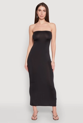 Slit Back Maxi Tube Dress Lounge Style