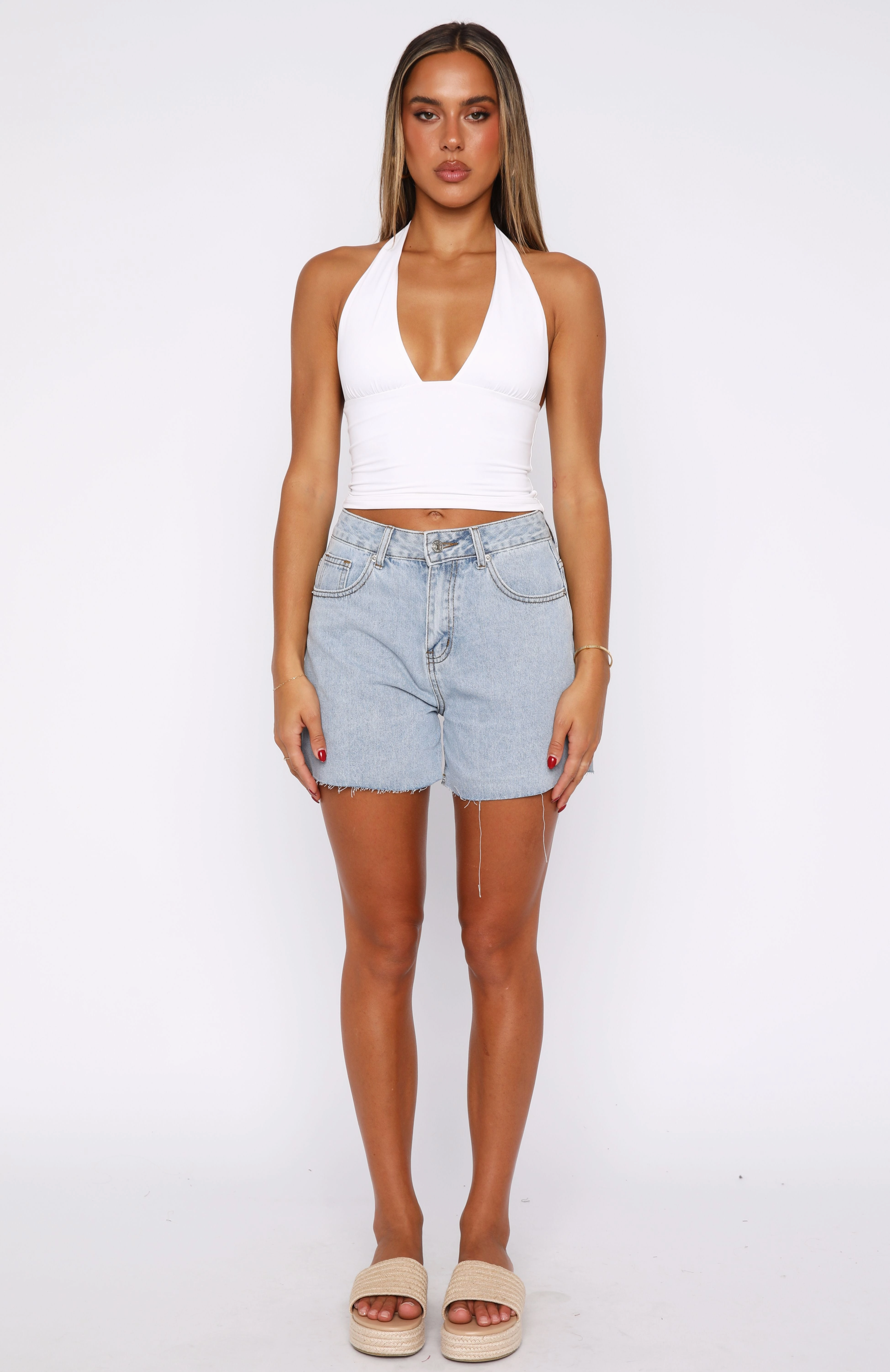 Keep It Brief Denim Shorts Light Blue UV protection layer
