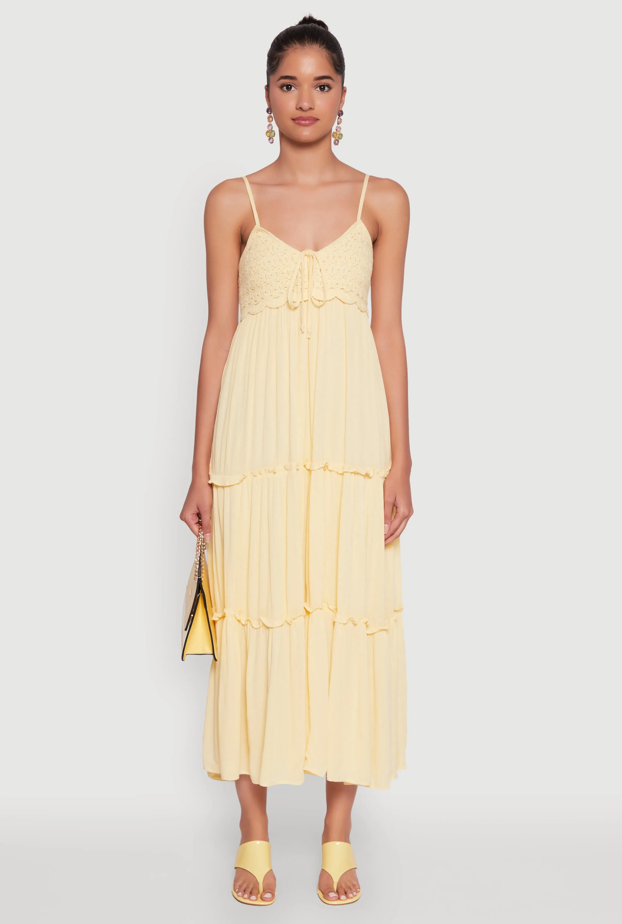 Smooth Finish All-Day Wear Haute Monde Crochet Detail Tiered Sundress