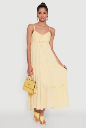 Bell-Sleeve Subtle Mood Haute Monde Crochet Detail Tiered Sundress