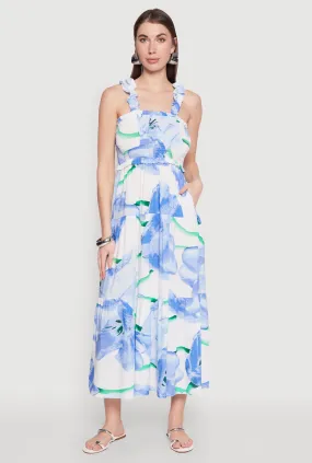 Floral Square Neck Tiered Midi Dress Flattering bodycon dress