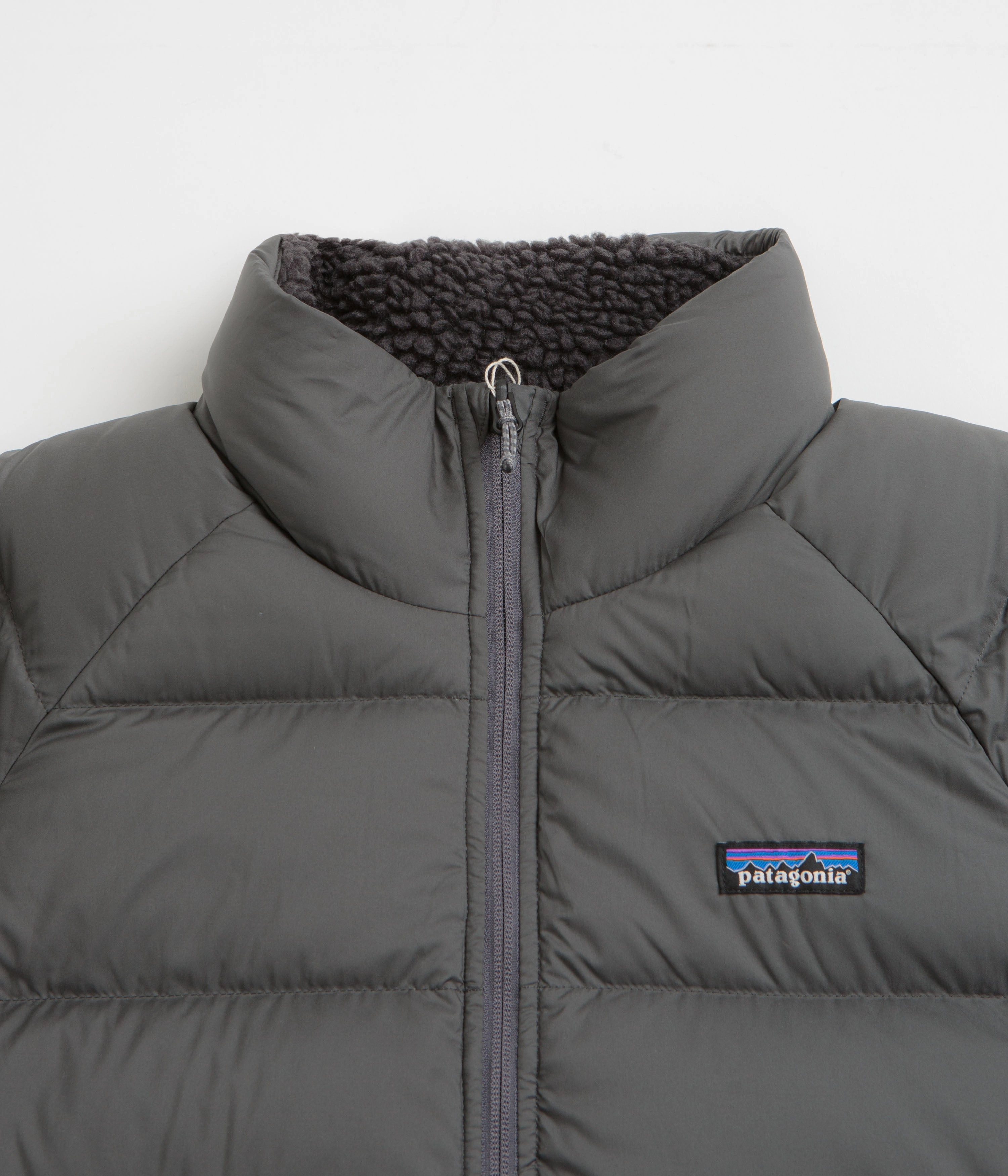 UV Protection Finish Patagonia Reversible Silent Down Jacket - Forge Grey