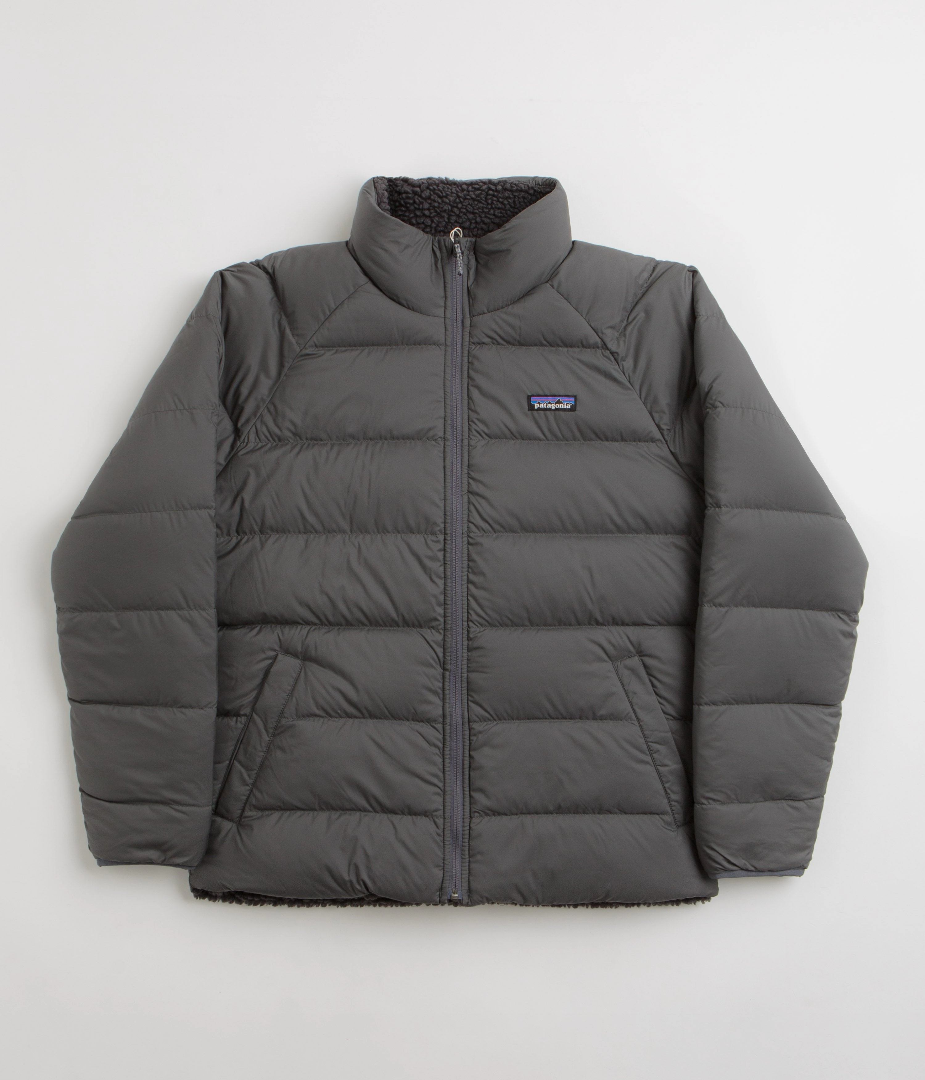 Structured Casual Fit Patagonia Reversible Silent Down Jacket - Forge Grey