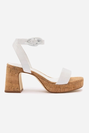 Dolly Verona Low Sandal In White Patent Leather and Natural Cork Beaded