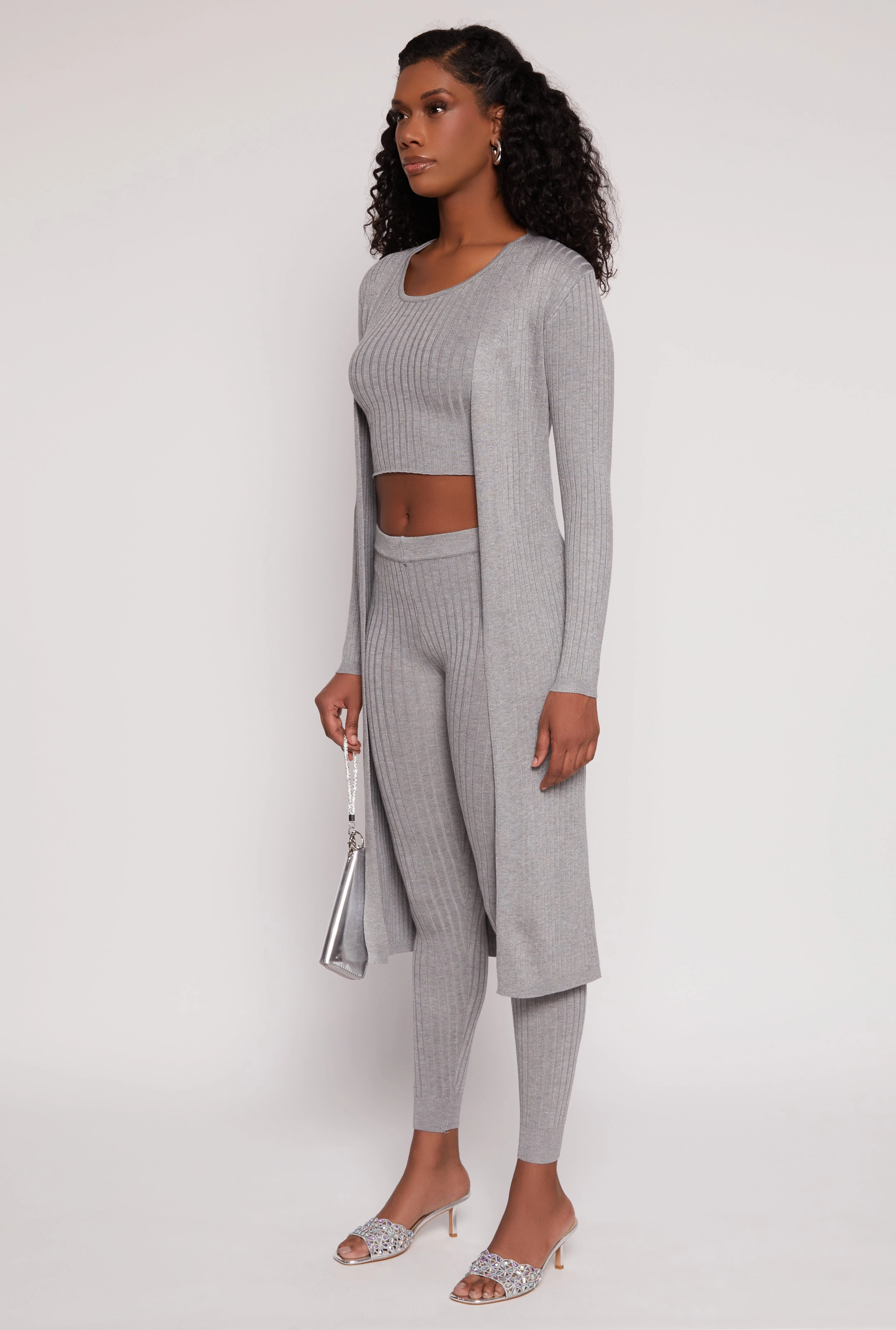 Daisy Ribbed Knit Open Front Duster Regular - size bathroom