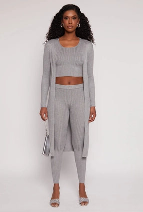 Daisy Ribbed Knit Open Front Duster Rough texture