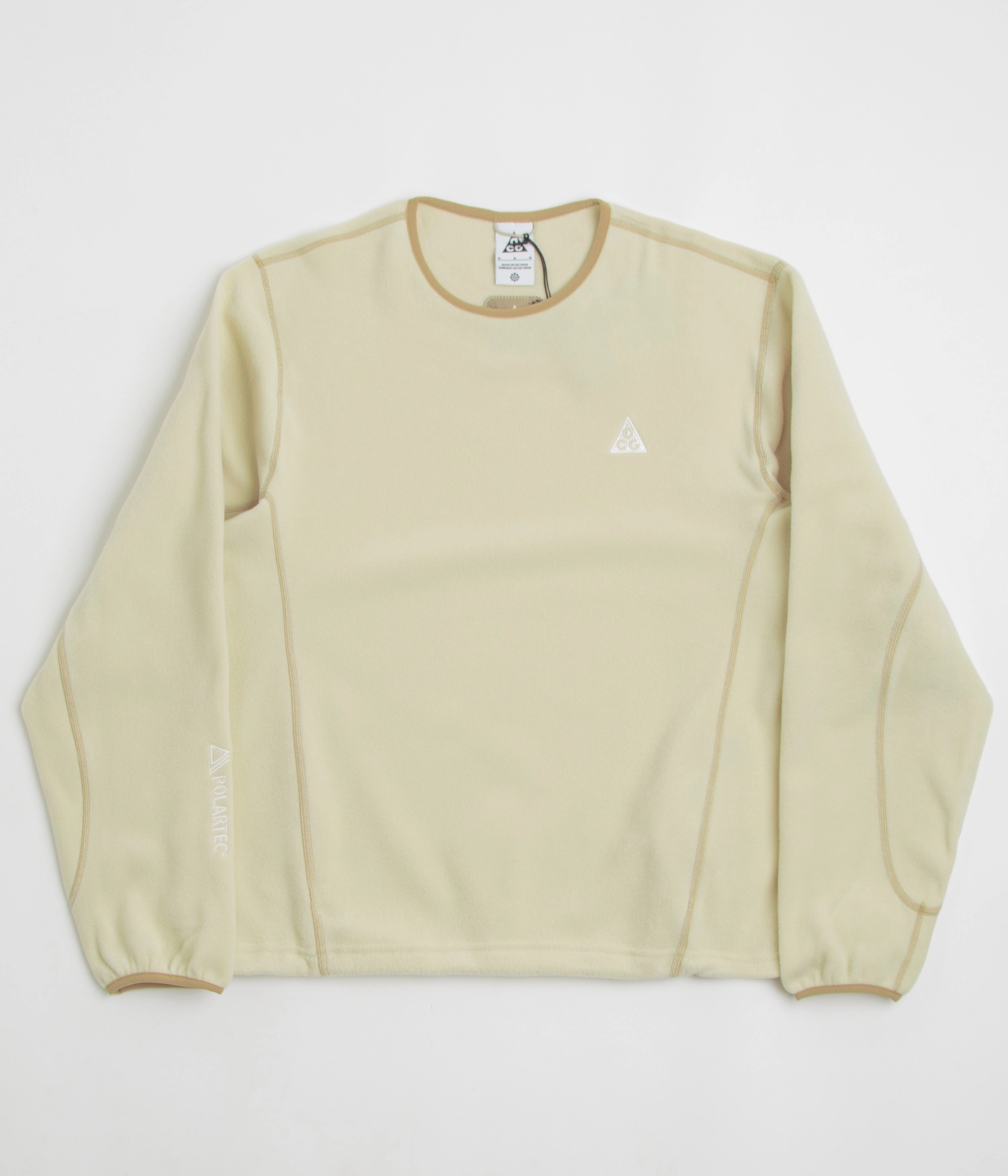 Comfort Stretch Effortless Fashion Nike ACG Wolf Tree Crewneck Sweatshirt  - Light Khaki / Parachute Beige / Summit White