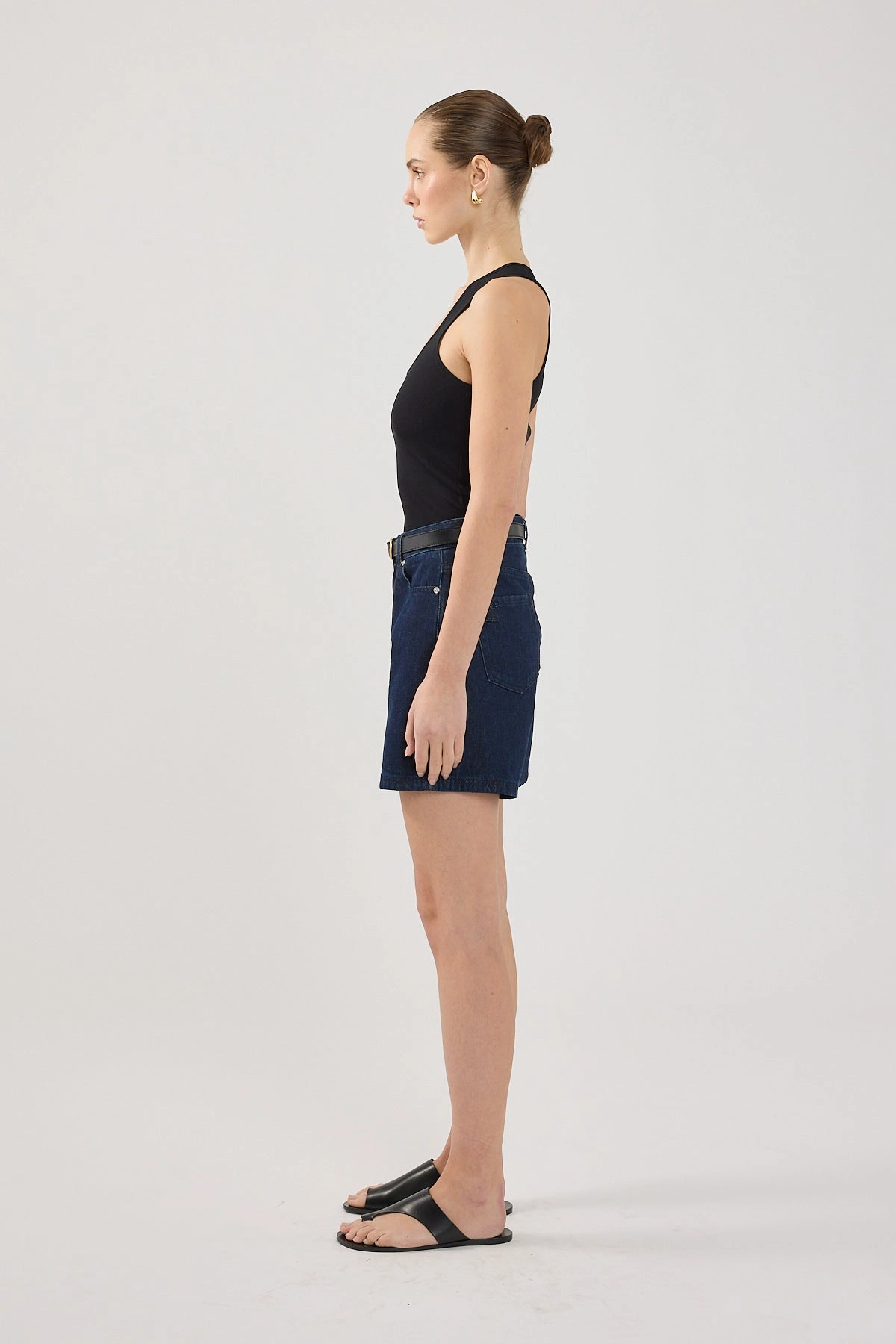 Clean Fabric Semi-formal Perfect Stranger High Rise Denim Short Indigo Denim