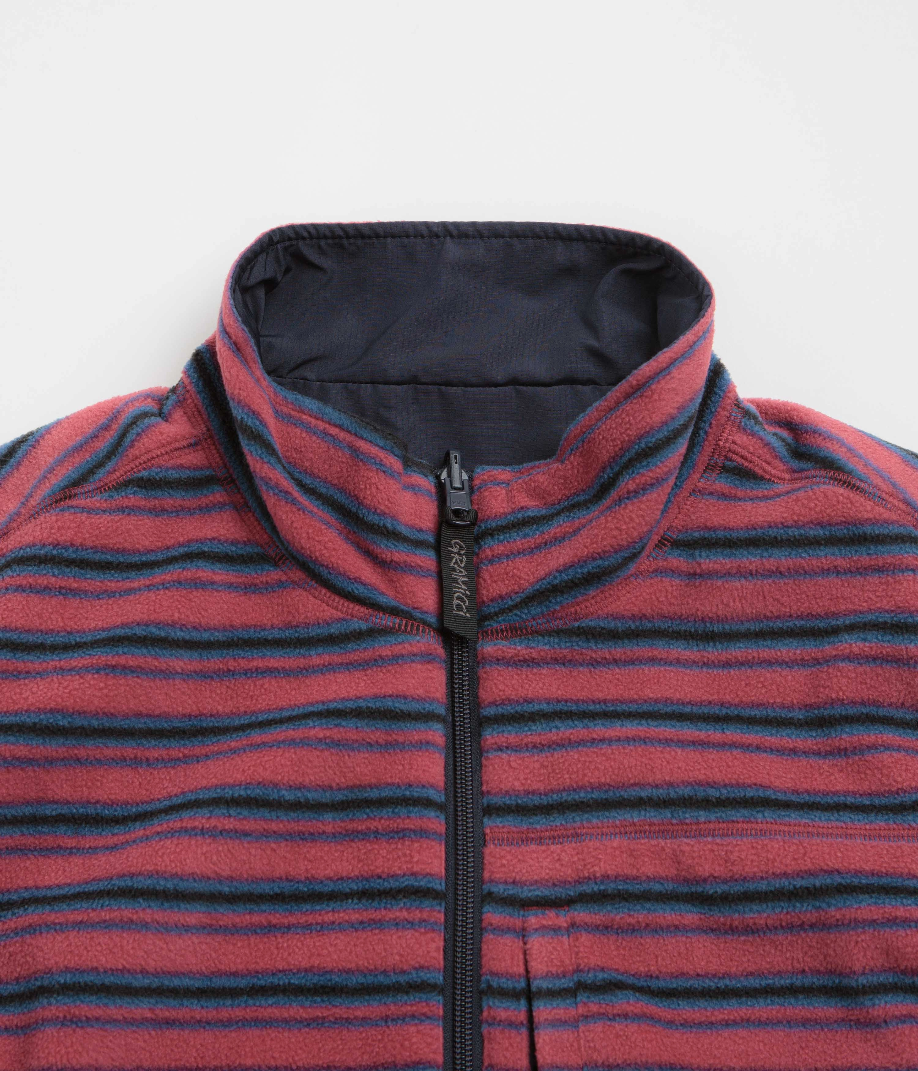 Thermal regulation Gramicci Thermal Fleece Reversible Vest - Berry Stripe