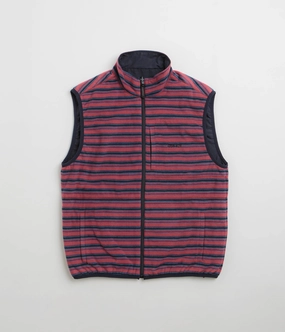 Gramicci Thermal Fleece Reversible Vest - Berry Stripe Stripe Look Easy Comfort