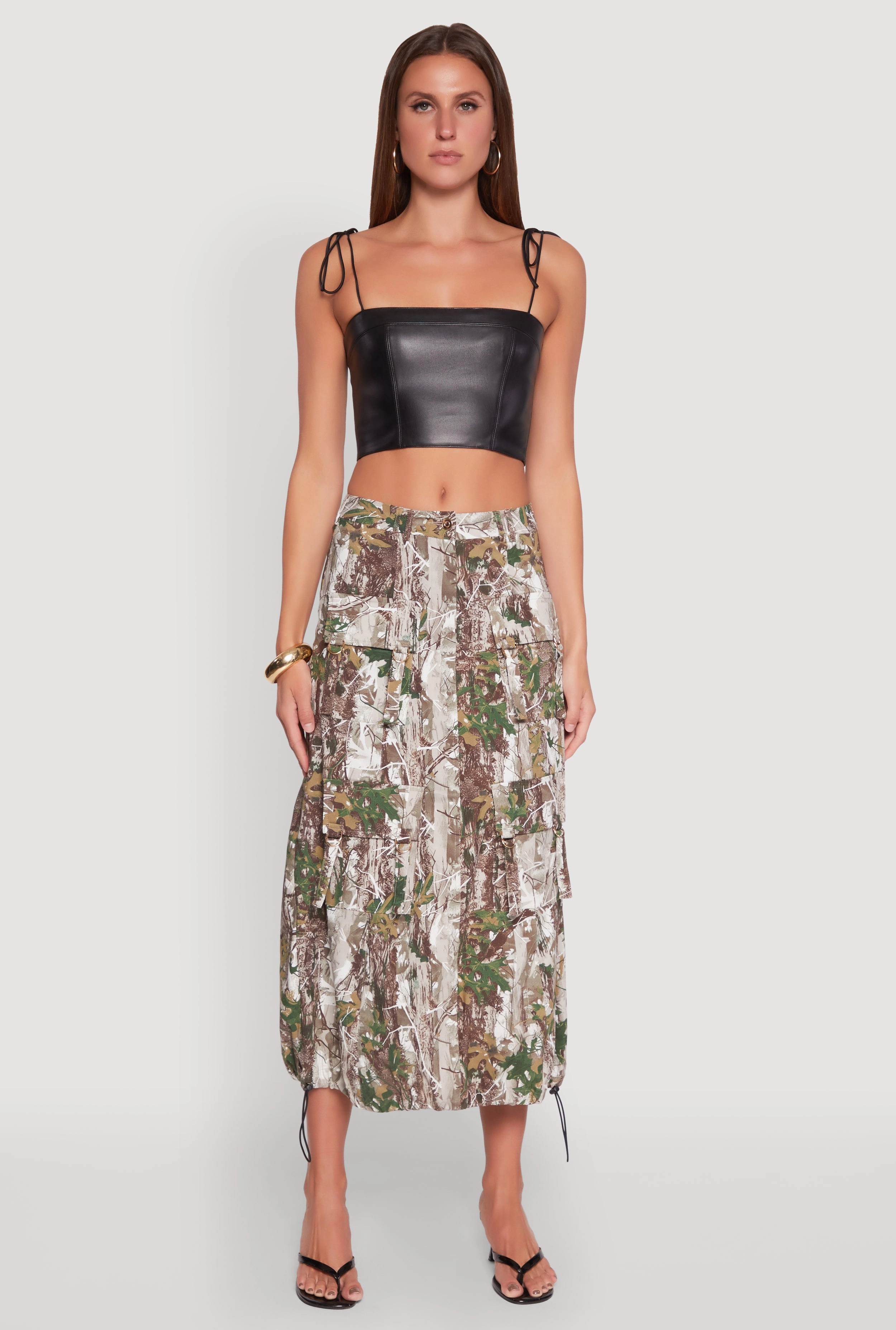 high contrast Fashion Tones Hunter Camo Hyperstretch Cargo Maxi Skirt