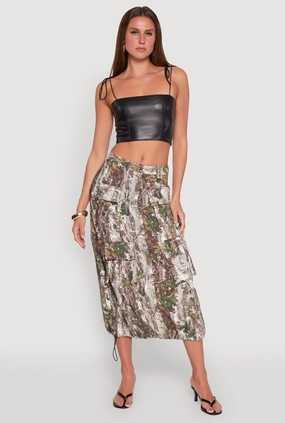 Hunter Camo Hyperstretch Cargo Maxi Skirt Wedding guest