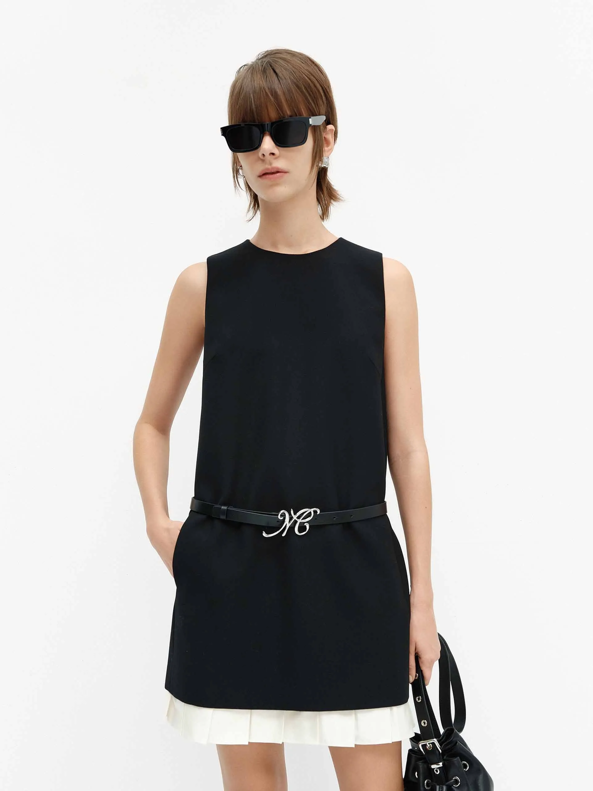 Contrast Hem Tank Dress Daily Wear Minimal Cut