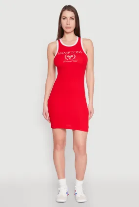 Work Ready Contrast Trim Hamptons Graphic Mini Dress