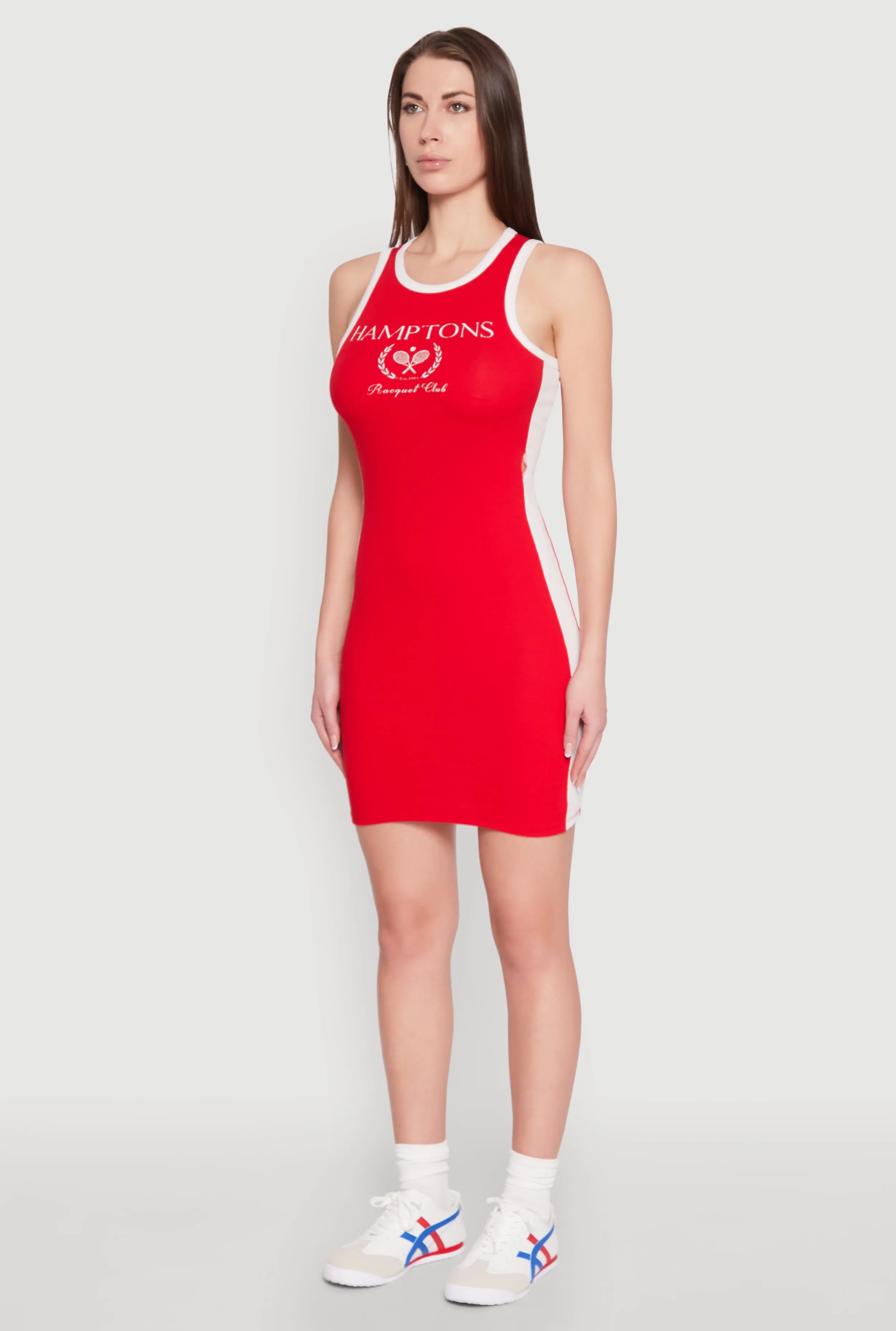 Recycled-Material Contrast Trim Hamptons Graphic Mini Dress