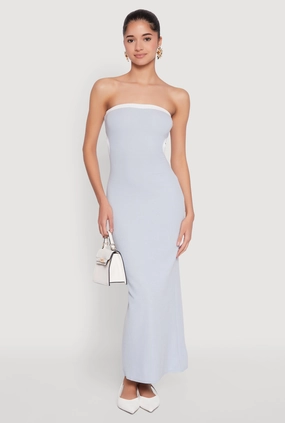 Contrast Trim Cut Out Back Tube Dress Modern Form