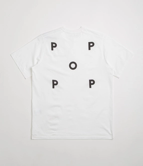 Pop Trading Company Logo T-Shirt - White / Black V-Neck