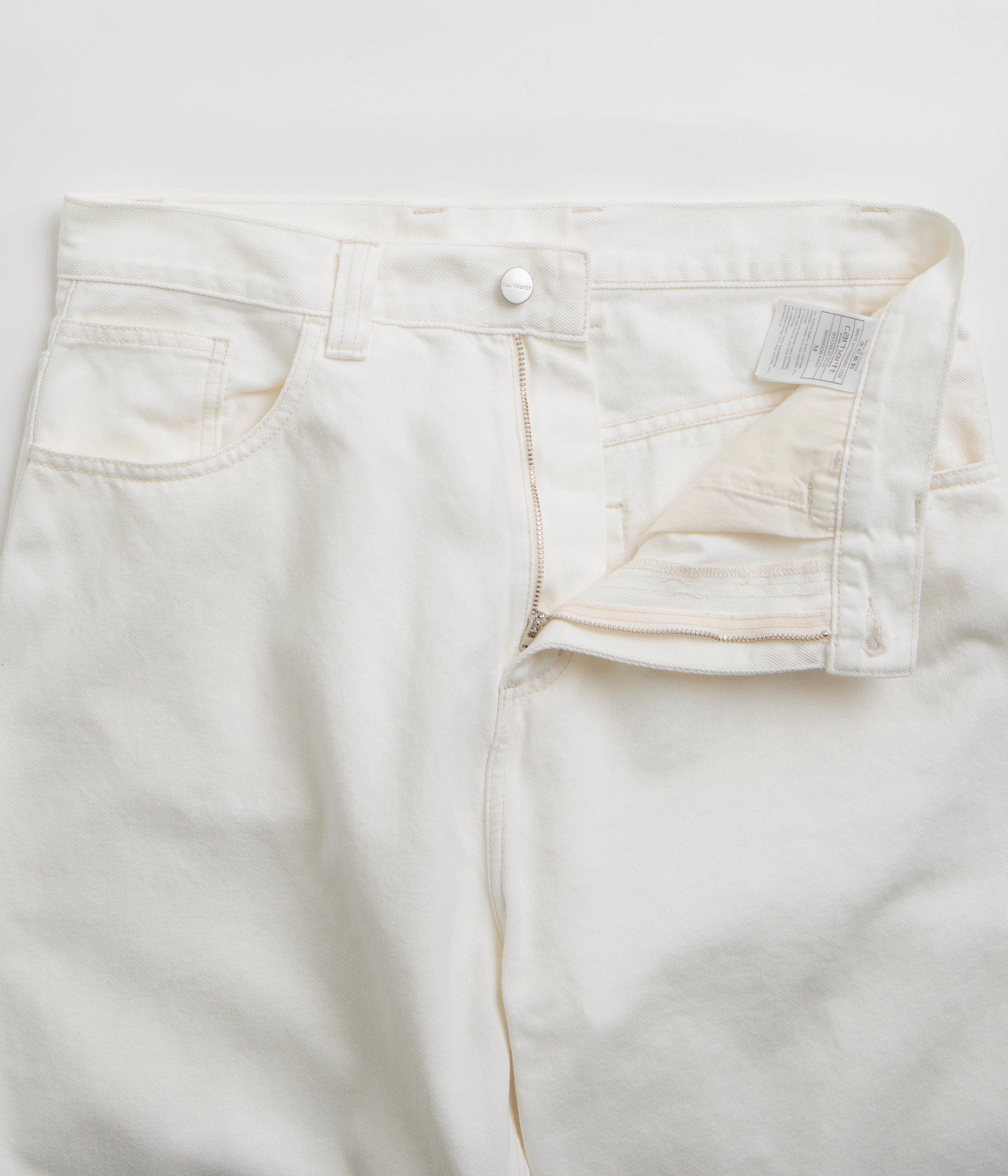 Carhartt Brandon Pants - White Rinsed Cropped hem
