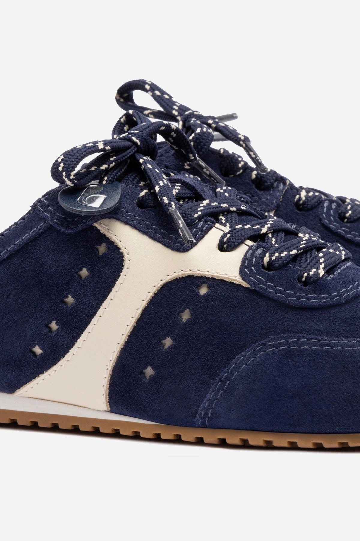 Indoor Wear Stella Mule In Navy Suede and Ivory Leather