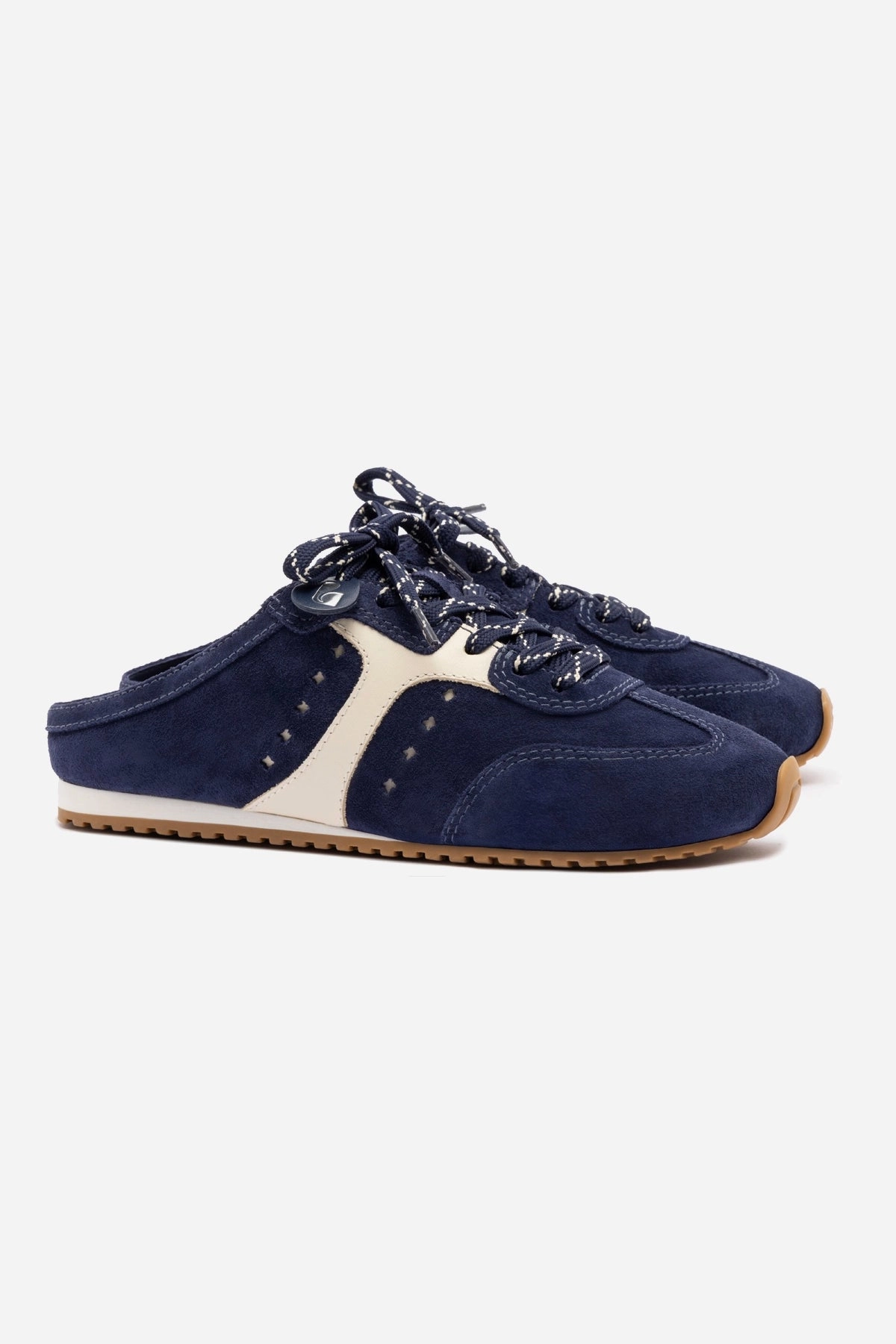 Stella Mule In Navy Suede and Ivory Leather City Living