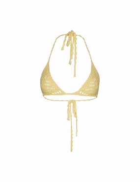 Lightweight-material Flexible Cup Insert CORA BIKINI TOP - YELLOW : LEMON