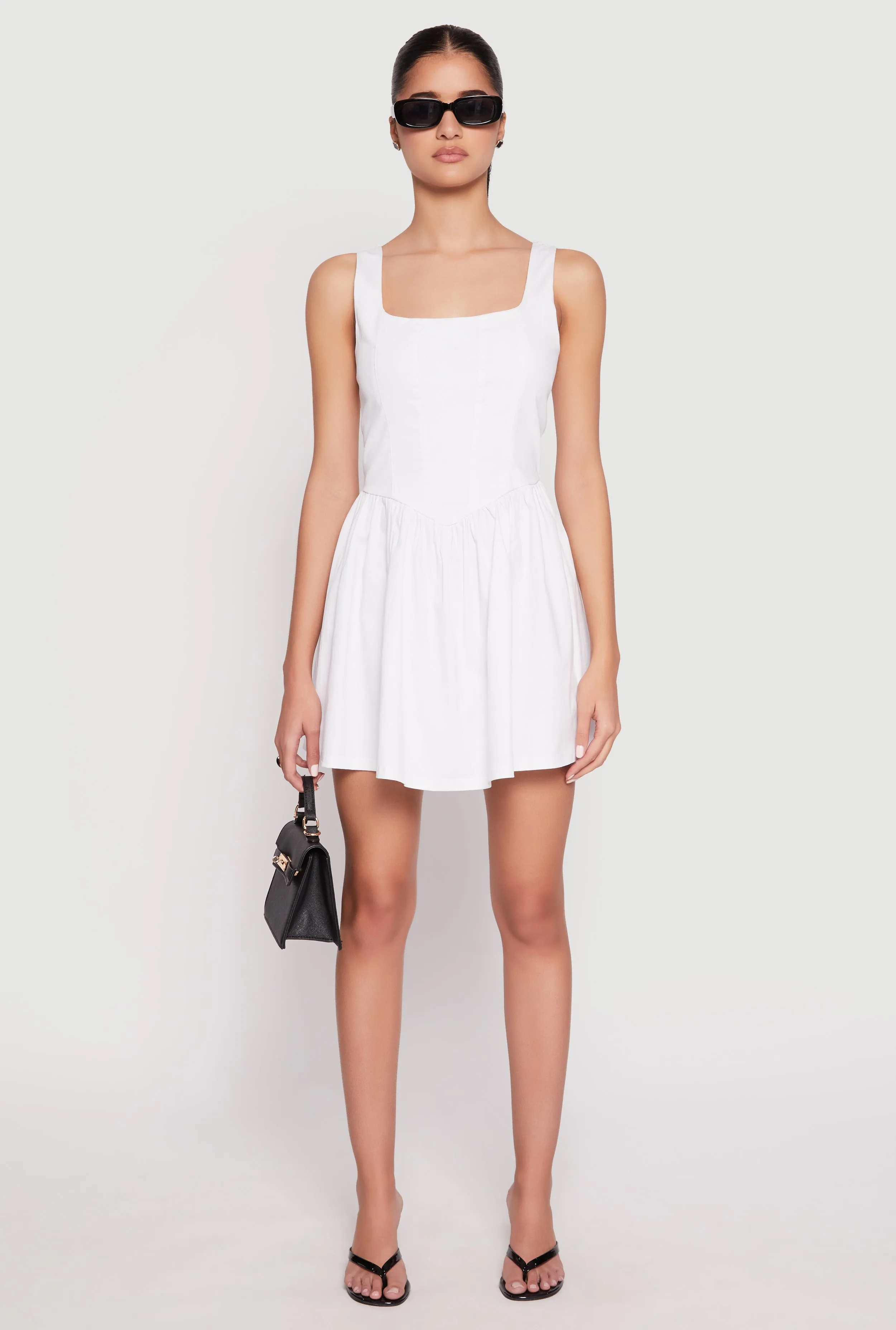 Smile Feel Corset Ruched Mini Skater Dress