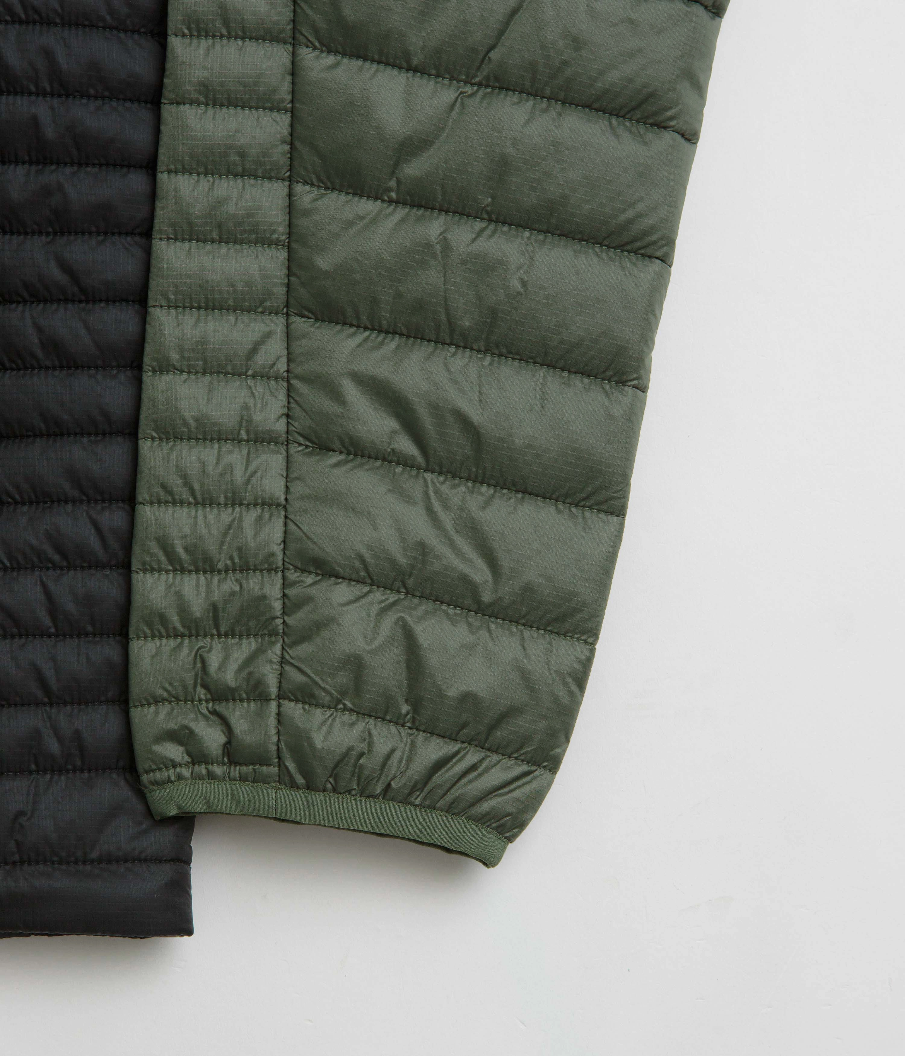 Sustainable Recycled Material Low Profile Collar Design Cotopaxi Capa Insulated Hooded Jacket - Fatigue / Black
