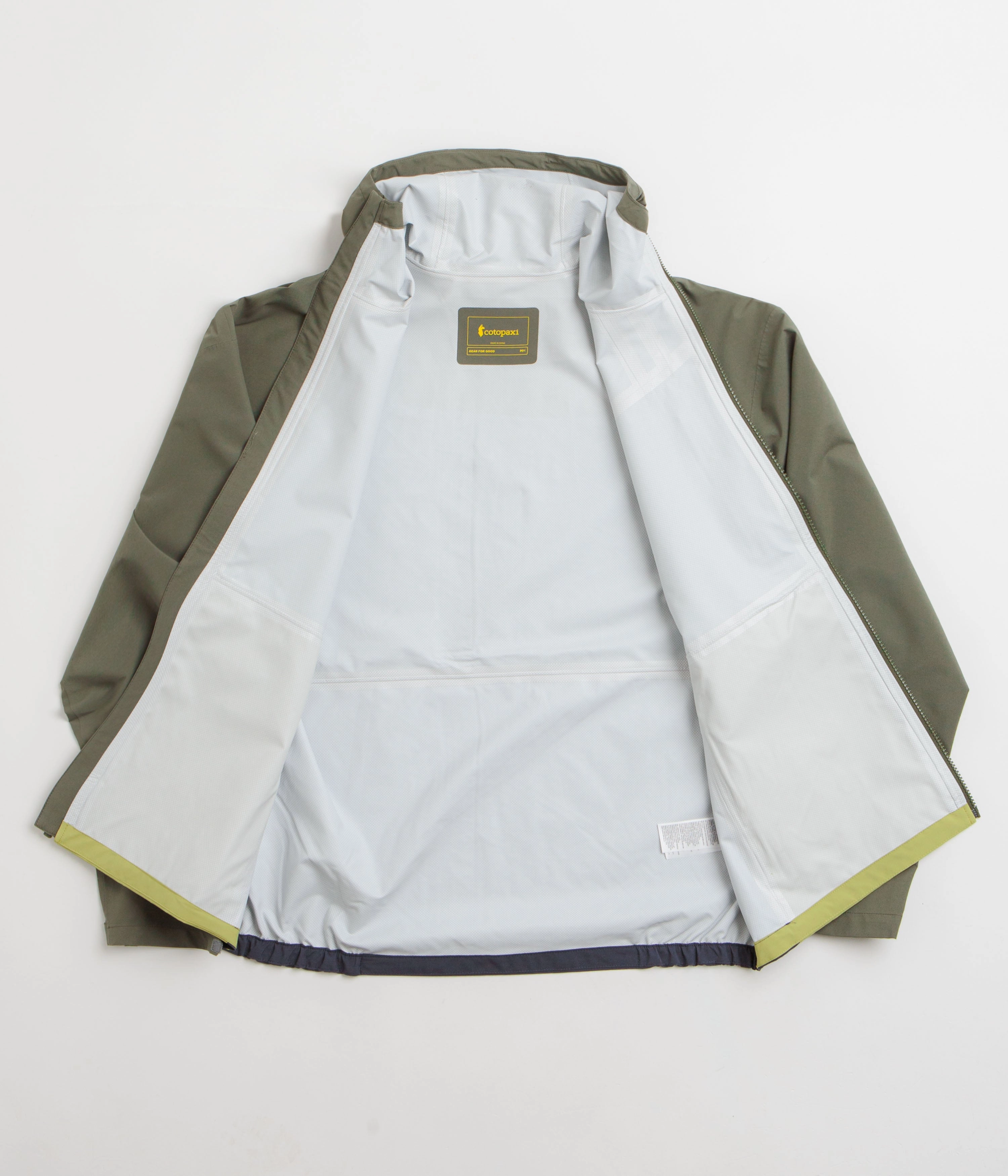 Cotopaxi Cielo Rain Jacket - Fatigue / Lemongrass Autumn Ready slim cut