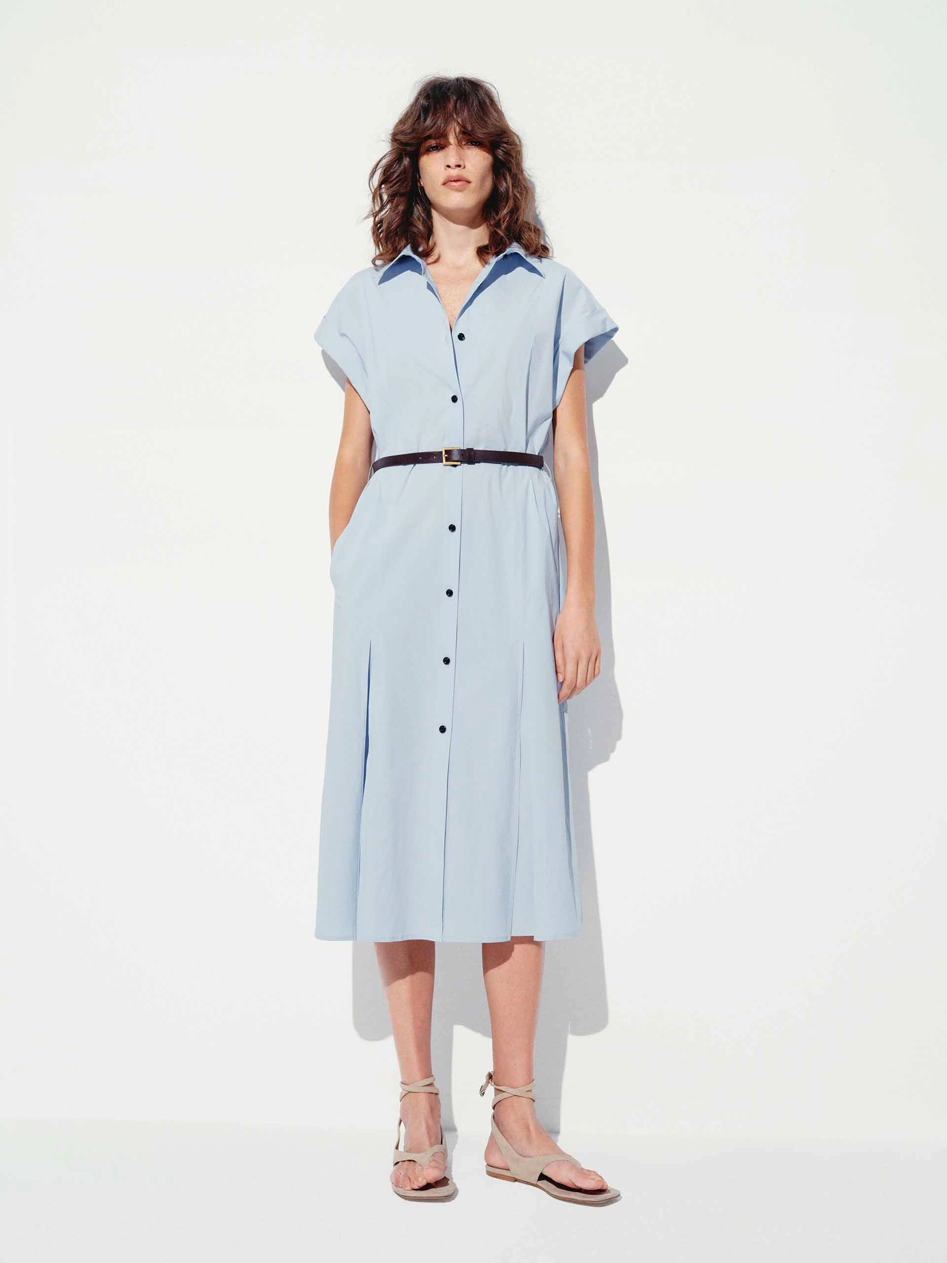 Young Edge Cotton Blend Button Dress