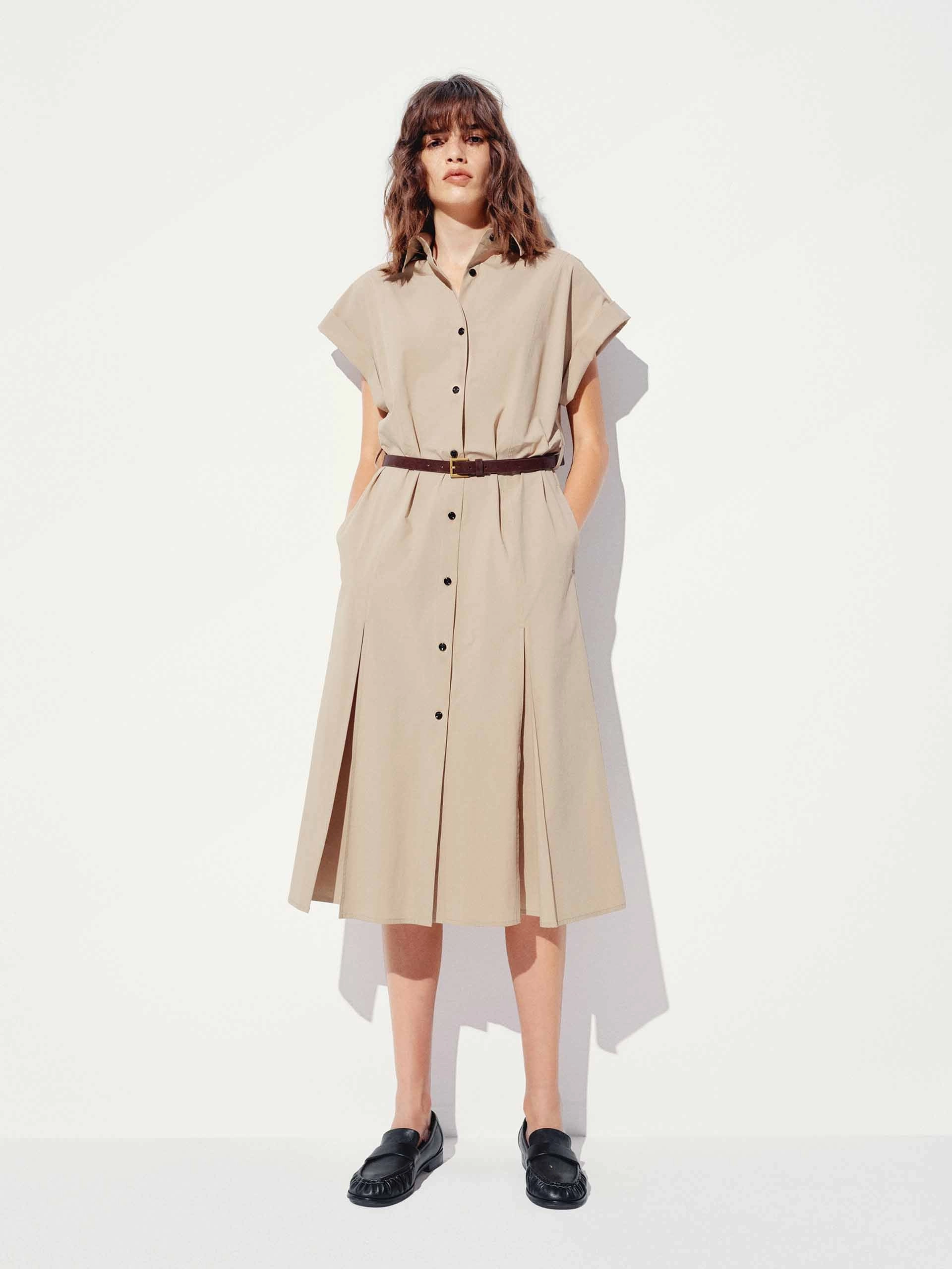 Glamorous look Fine Texture Cotton Blend Button Dress