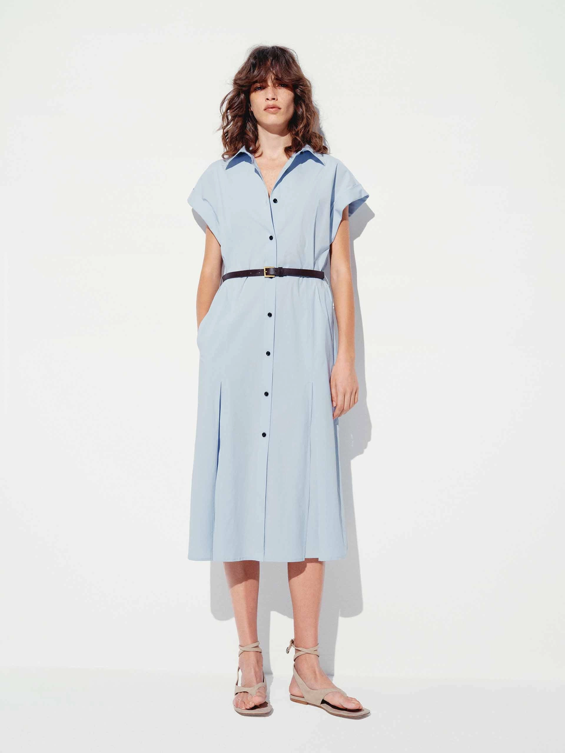 Cotton Blend Button Dress Euro Touch