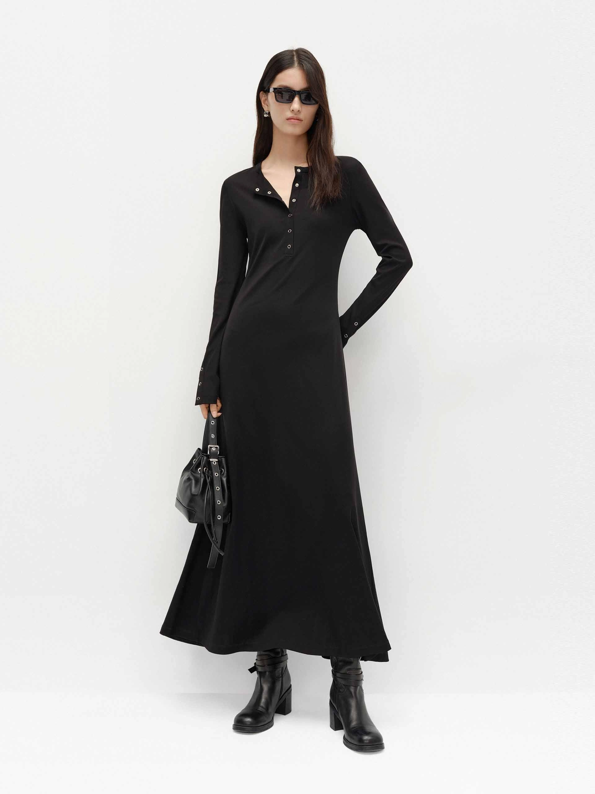 Linen Soft Gentle Fit Cotton Blend Maxi Dress