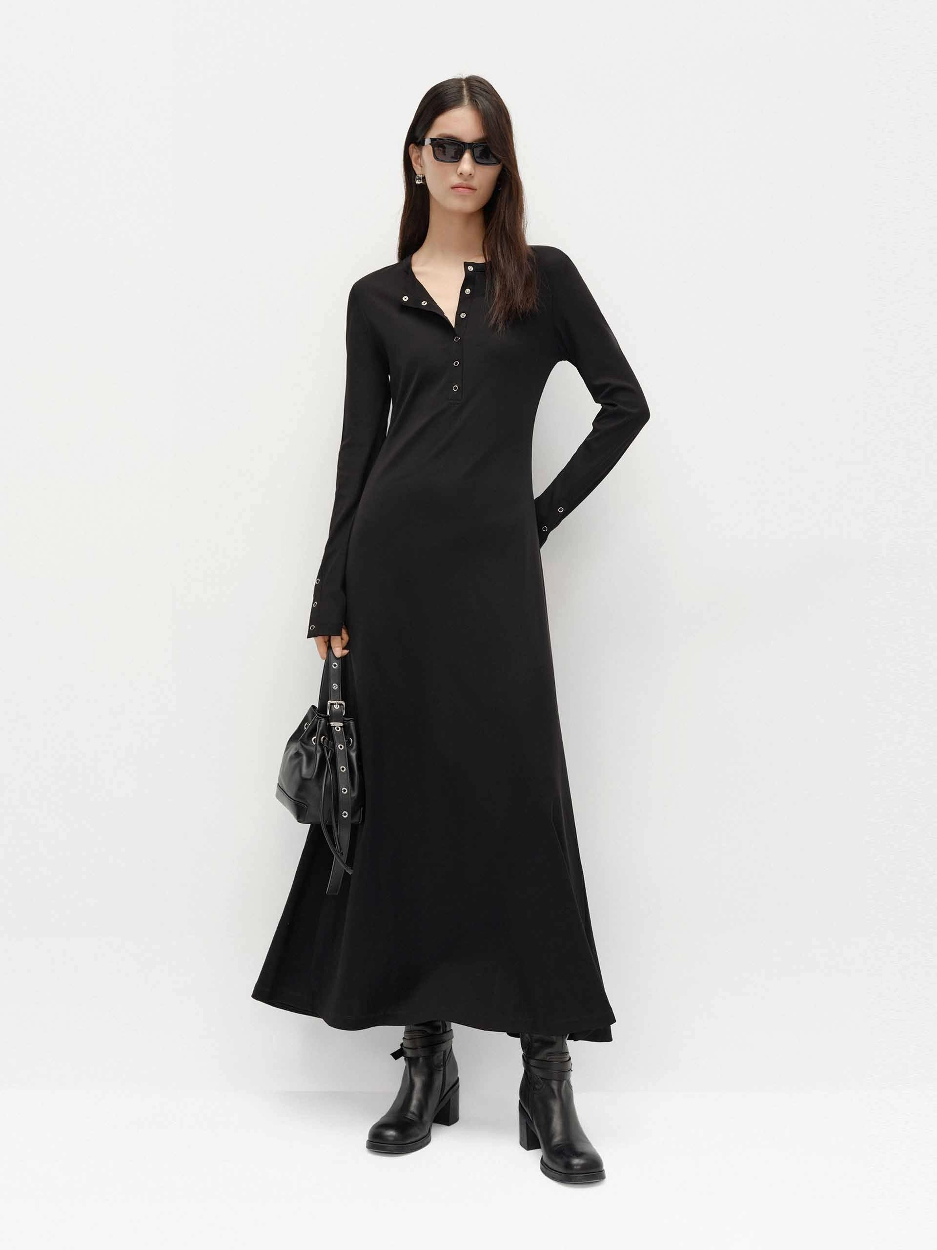 Cotton Blend Maxi Dress Korean Trend Daily Option