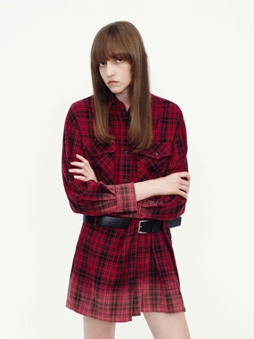Cotton Plaid Shirt Dress Perfect for Layering