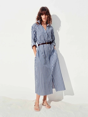Cotton Striped Shirt Dress Cocktail-Party
